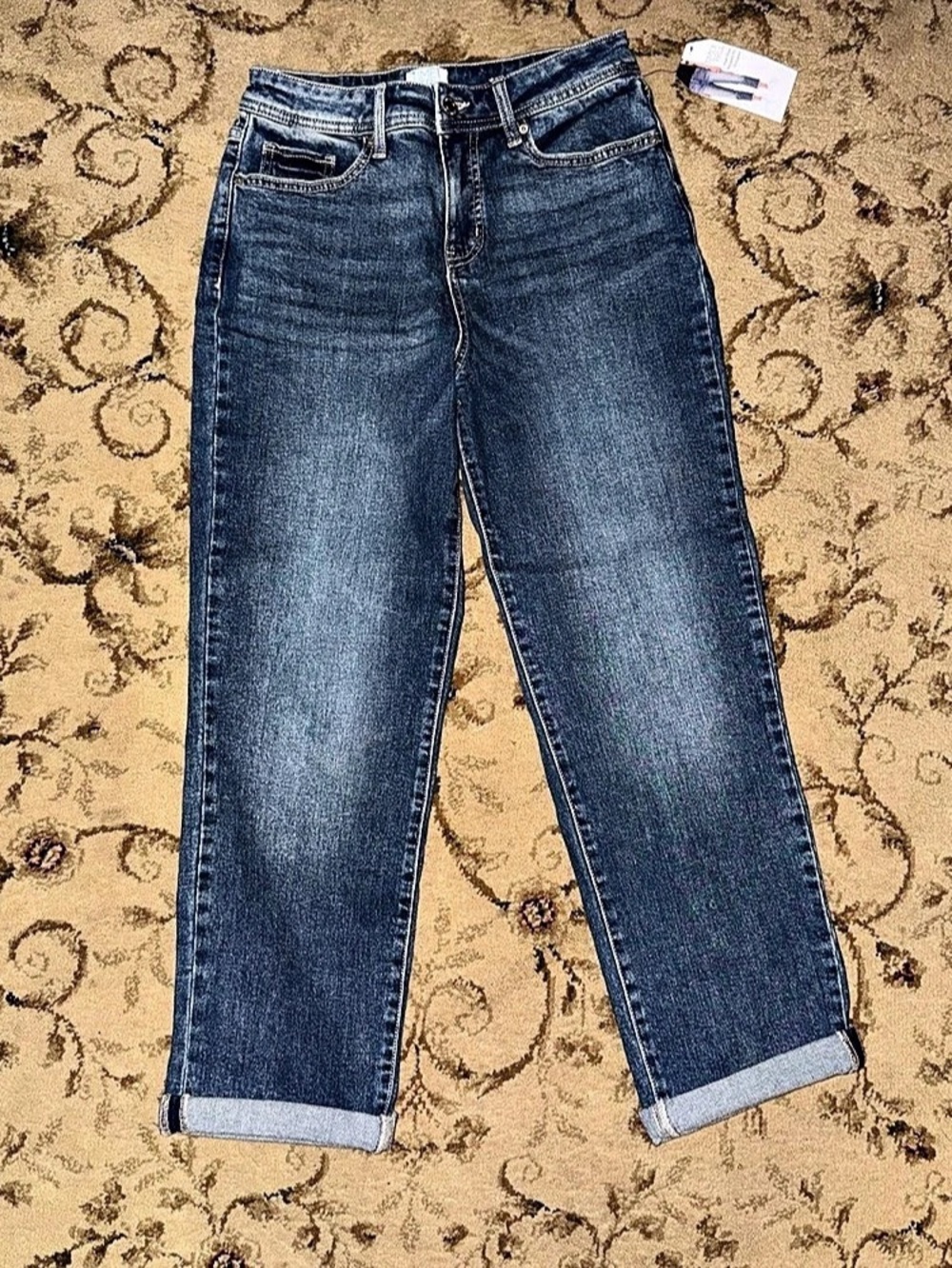 NEW time and tru high rise relaxed cropped jeans